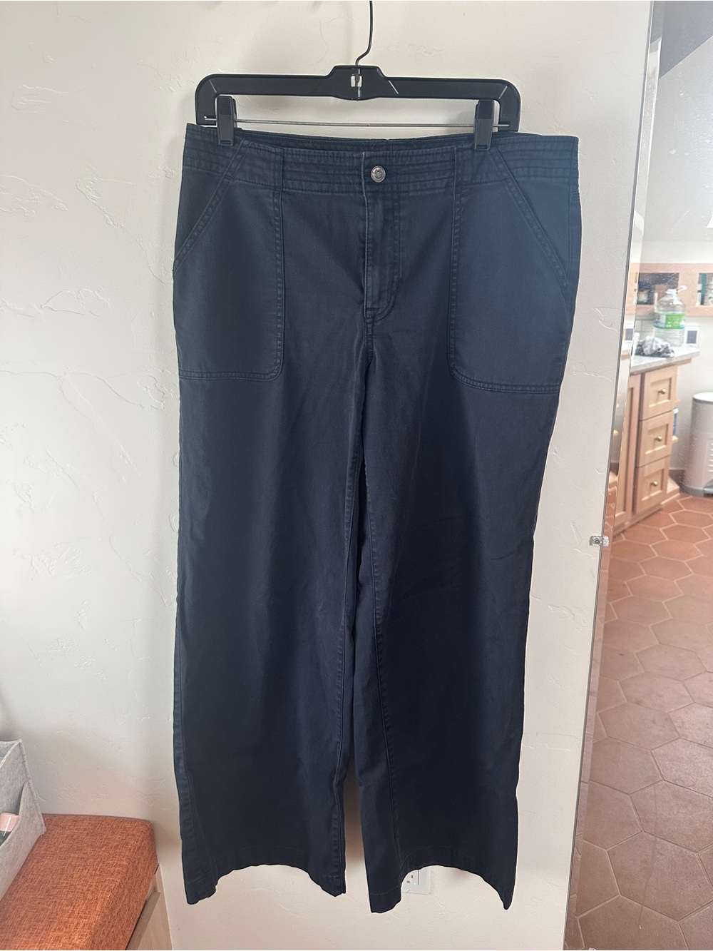 Prana Sancho Wide Leg Pant Size 12 Navy Organic Cotton